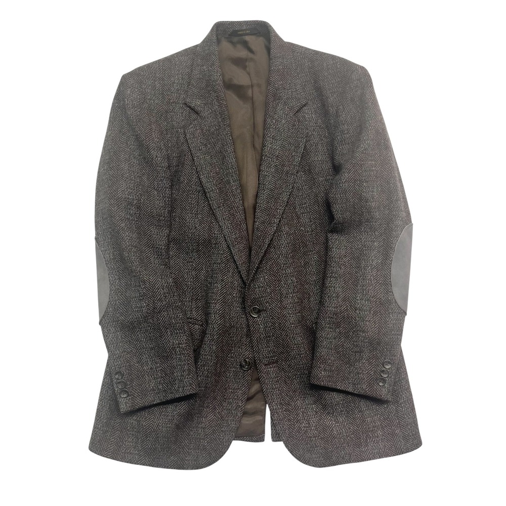 vtg Haggar 40S Brown Cream Herringbone Stripe Tweed Blazer Jacket Sport Coat USA